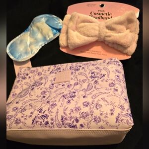 Makeup bag, headband & sleep mask